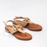 Sandalia mujer tacon Elisabeth, de piel camel