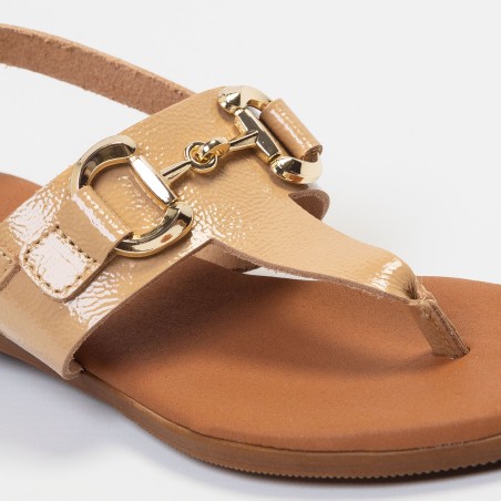 Sandalia mujer tacon Elisabeth, de piel camel