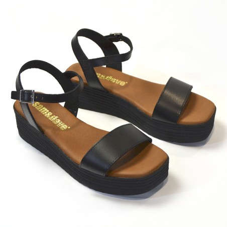 Sandalia para mujer cuña negras