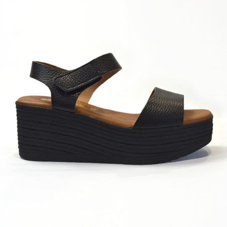 Sandalia para mujer cuña negras