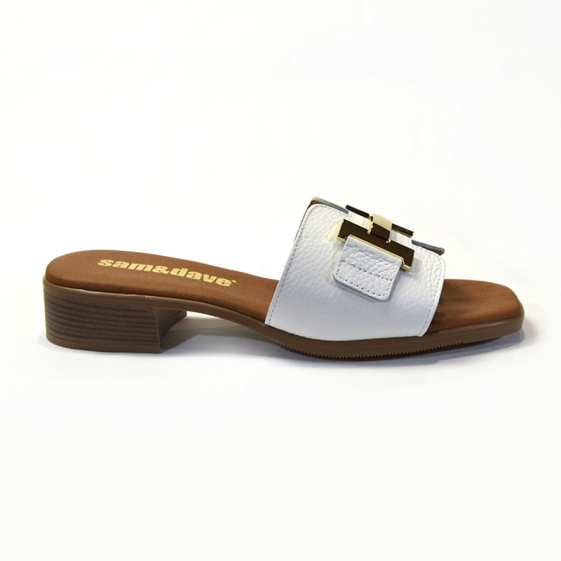 Sandalia para mujer tacón blancas 