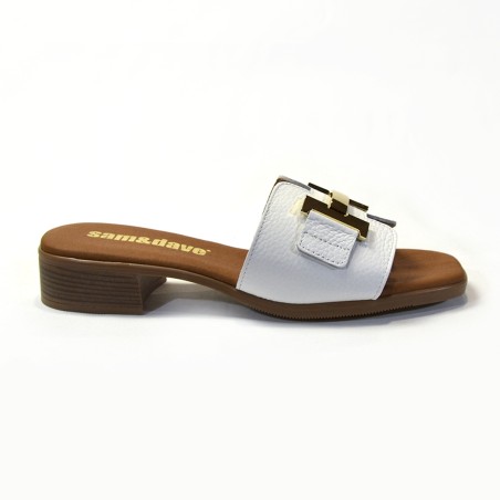 Sandalia para mujer tacón blancas 