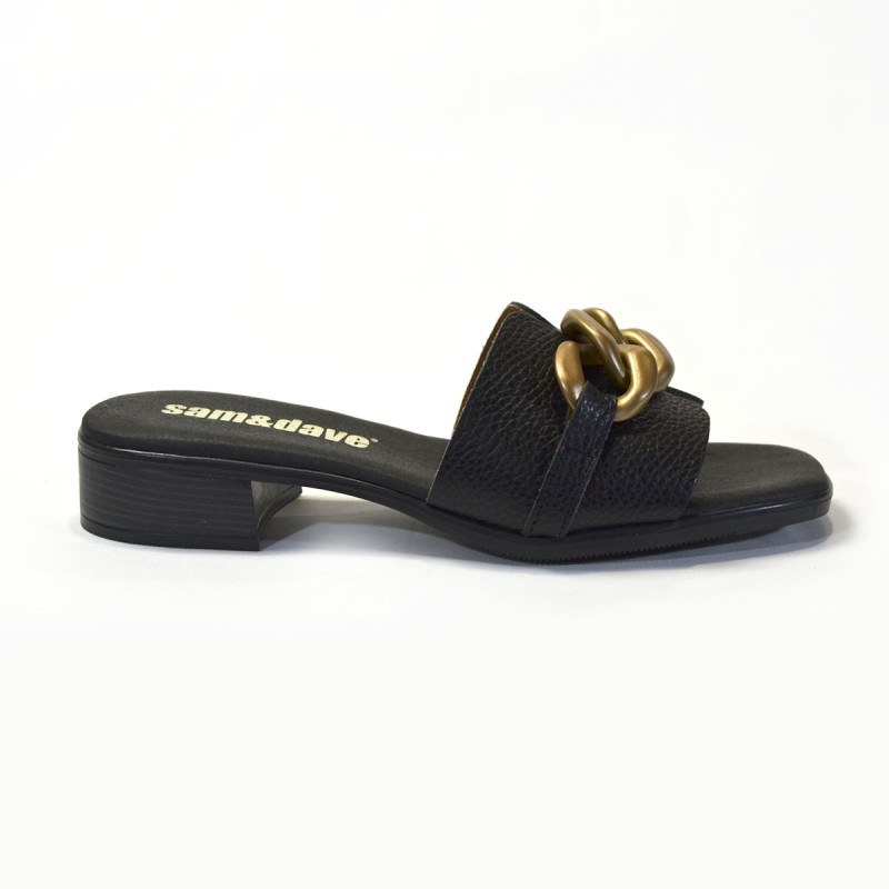 Sandalia para mujer tacón negro 