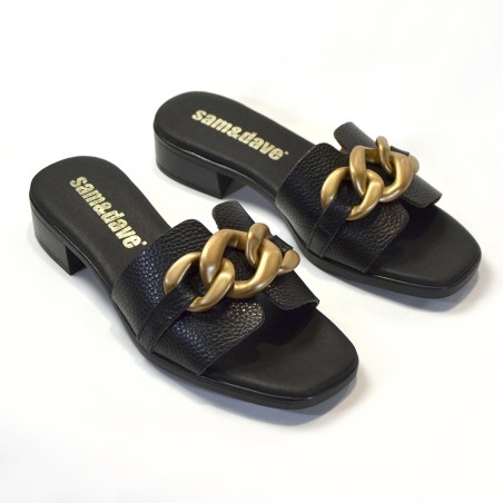 Sandalia para mujer tacón negro 