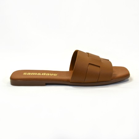 Sandalias plana mujer roble 