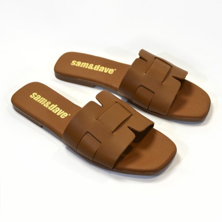 Sandalias plana mujer roble 