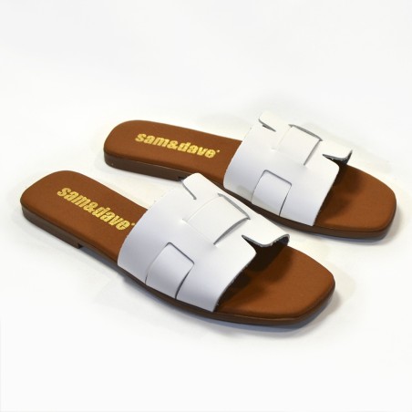 Sandalias plana mujer blancas 