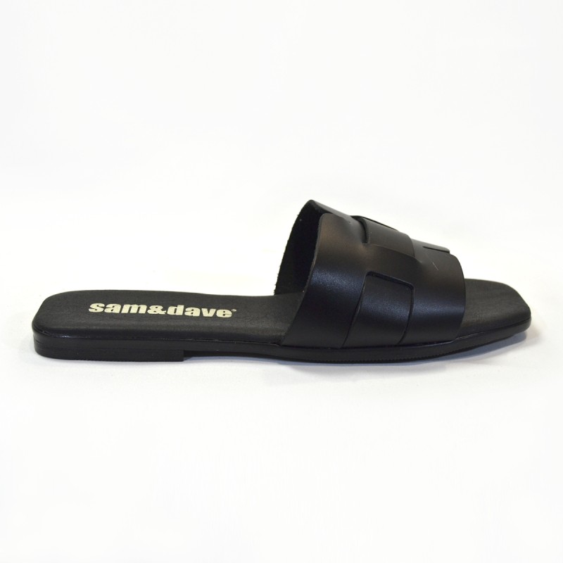 Sandalias plana mujer negro 