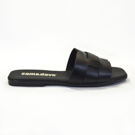Sandalias plana mujer negro 