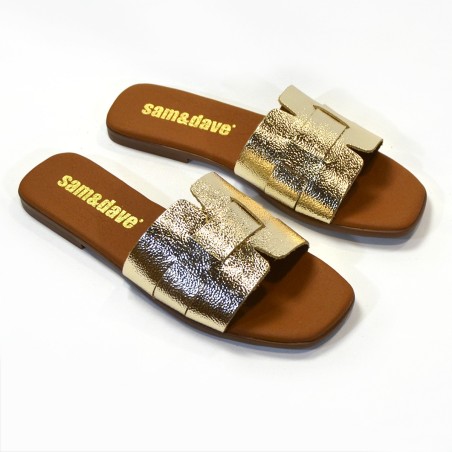 Sandalias plana mujer champán 