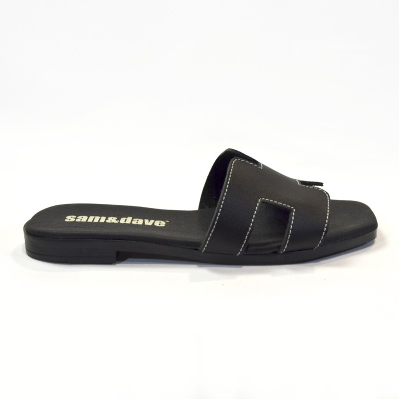 Sandalias plana mujer negro 
