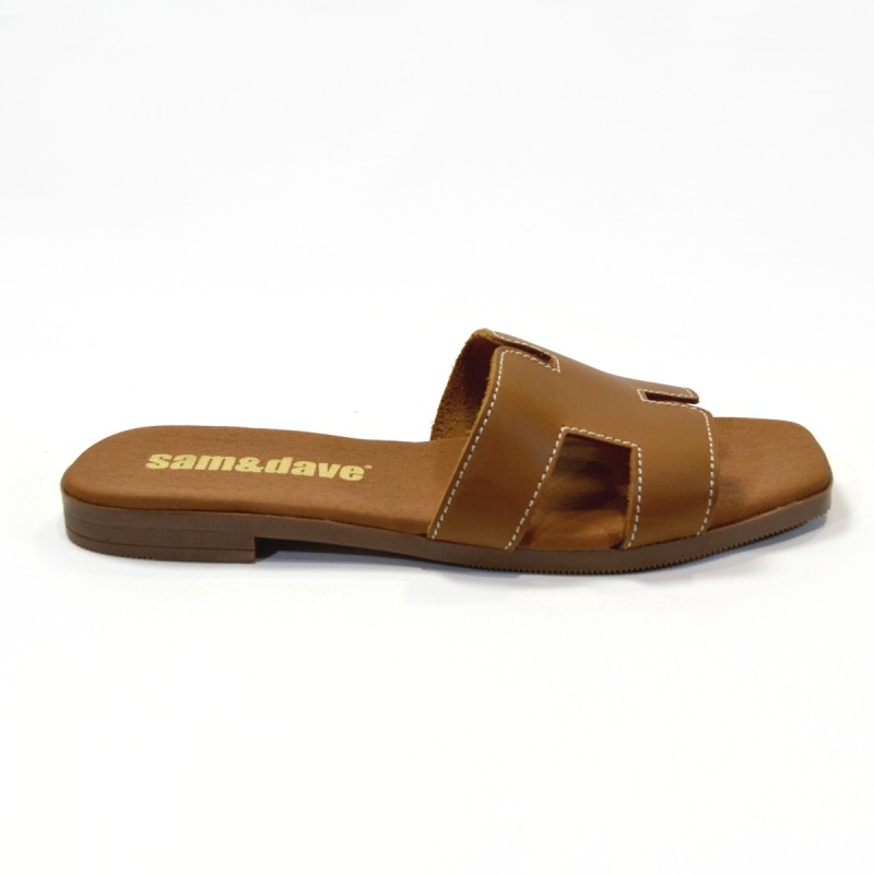 Sandalias plana mujer roble 