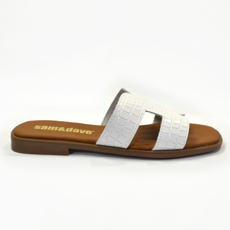 Sandalias plana mujer Blanco 