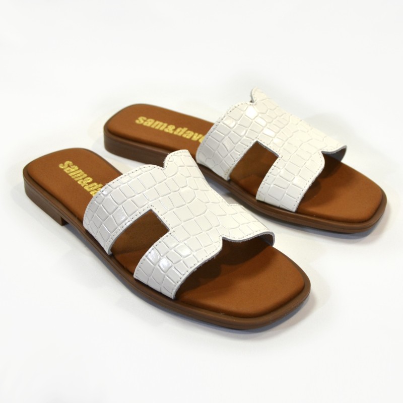 Sandalias plana mujer Blanco 