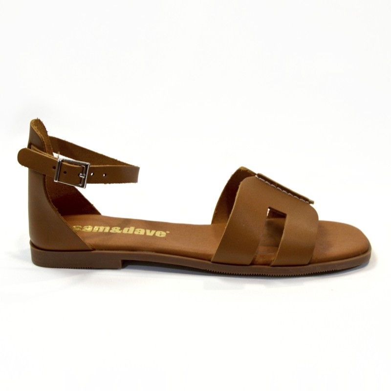 Sandalias plana mujer roble 