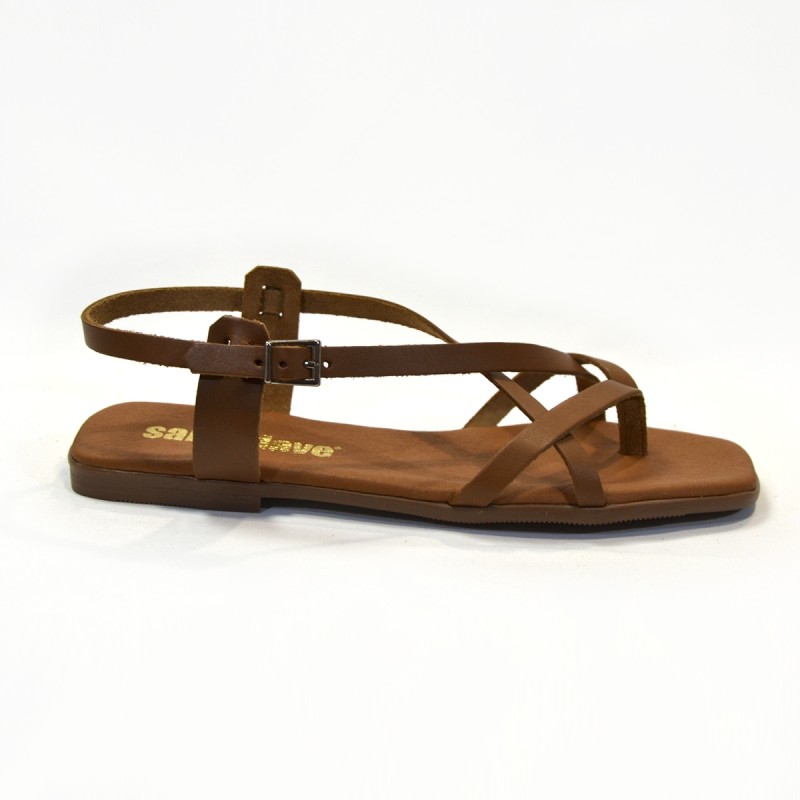 Sandalias plana mujer roble 