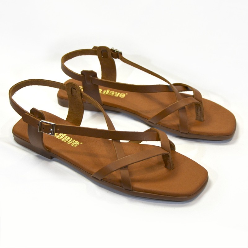 Sandalias plana mujer roble 