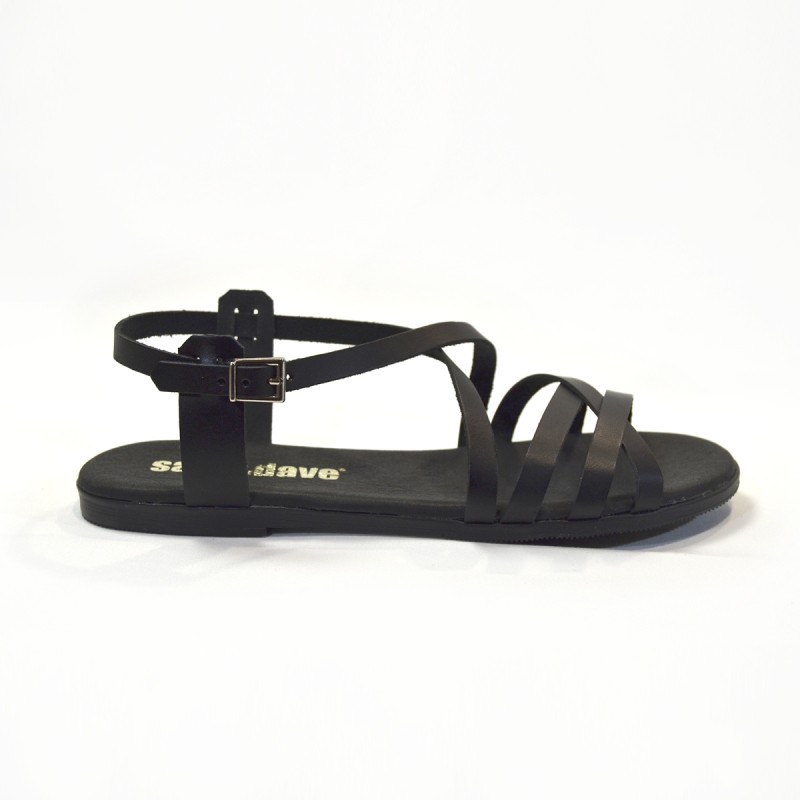 Sandalias plana mujer negras 