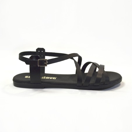 Sandalias plana mujer negras 
