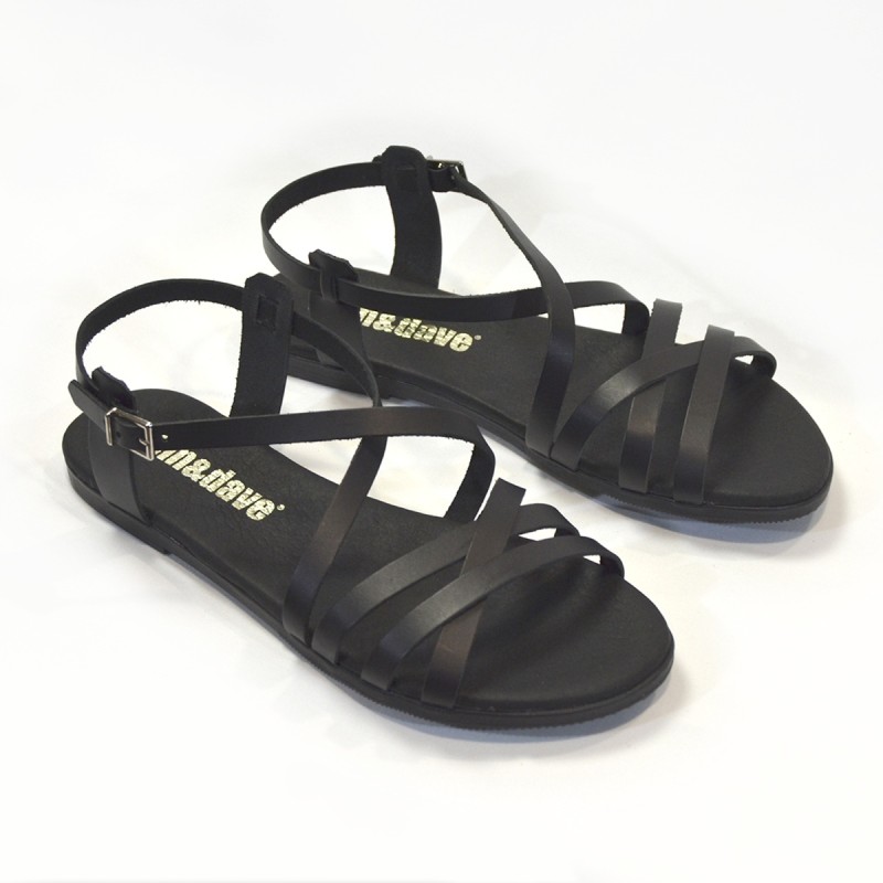 Sandalias plana mujer negras 