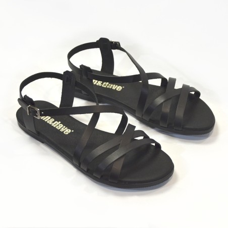 Sandalias plana mujer negras 
